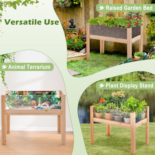 Wooden Raised Garden Bed Solid Wood Elevated Planter Box with Legs