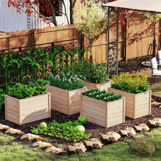 Wooden Raised Garden Bed Elevated Planter Box with Open-Ended Base