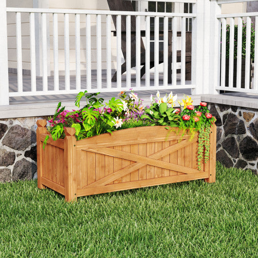 Wooden Raised Garden Bed Drainage Holes for Patio Garden-L