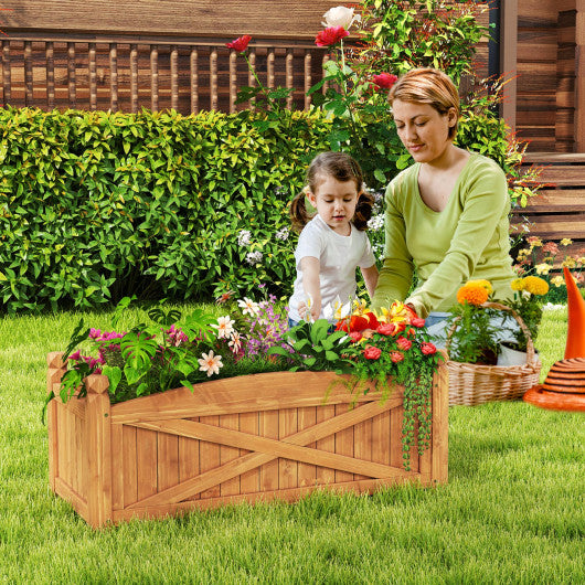 Wooden Raised Garden Bed Drainage Holes for Patio Garden-L