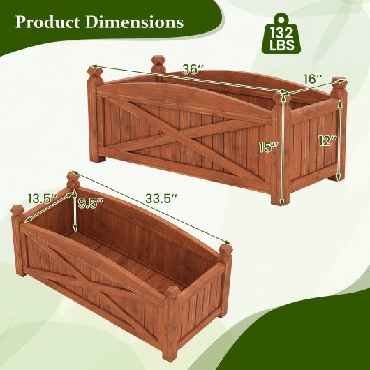 Wooden Raised Garden Bed Drainage Holes for Patio Garden-L