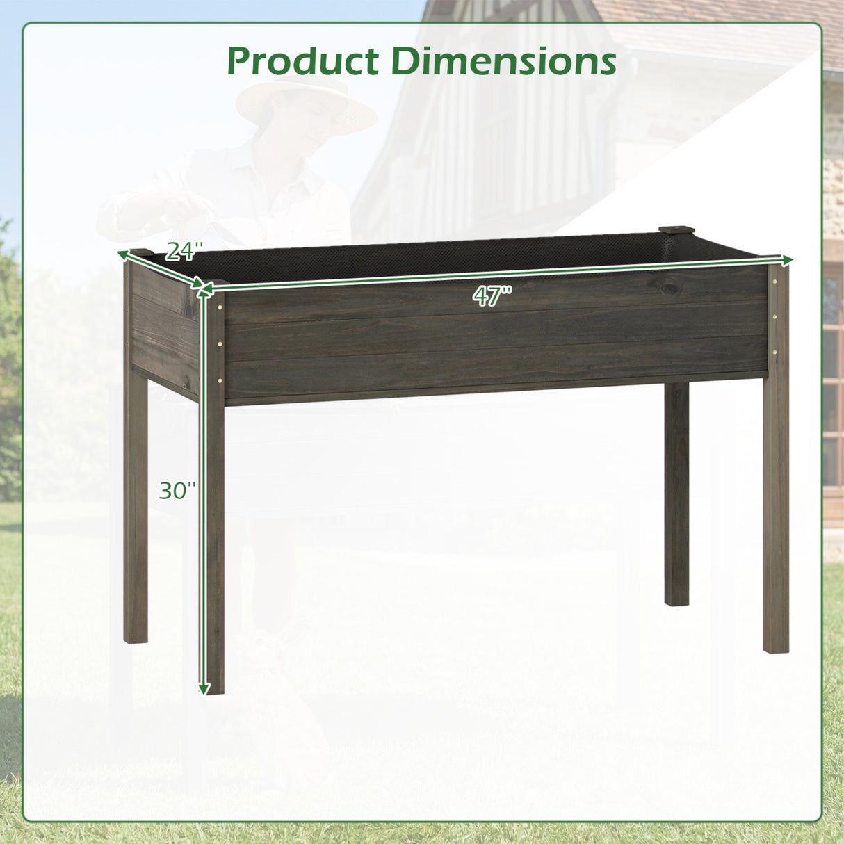 Wooden Raised Vegetable Garden Bed Elevated Grow Vegetable Planter-Gray
