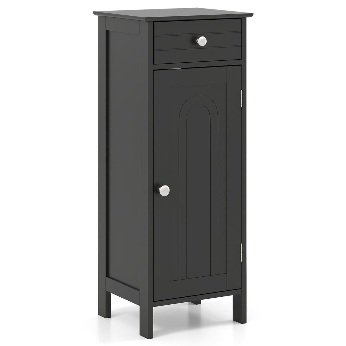 Wooden Storage Free-Standing Floor Cabinet with Drawer and Shelf-White
