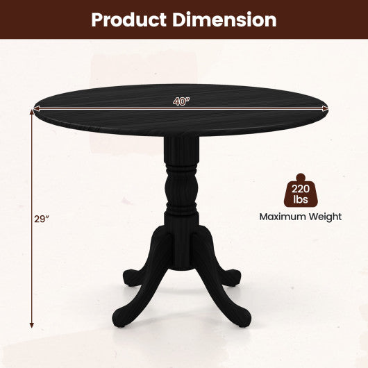 Wooden Dining Table with Round Tabletop and Curved Trestle Legs-Black