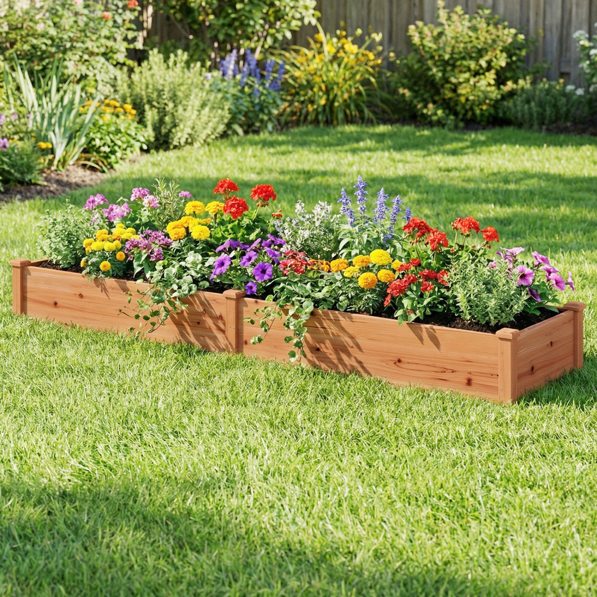 Wooden Vegetable Raised Garden Bed for Backyard Balcony Patio-Orange