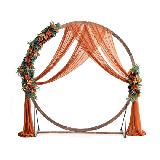 Wooden Wedding Arch Solid Wood Arbor Backdrop Stand for Wedding Ceremony-Round