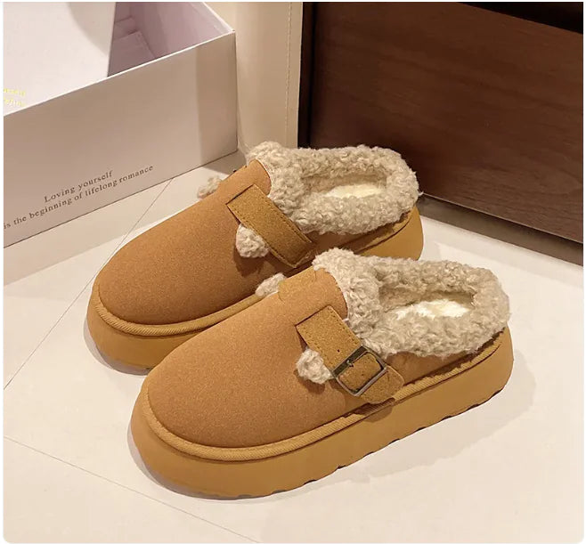 Lux Plush Women's Retro Platform Winter Slippers