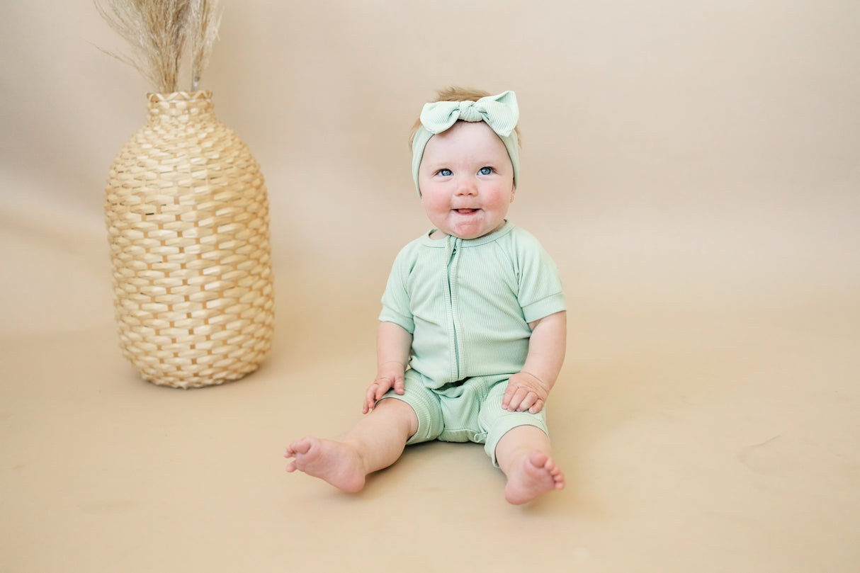 Solid Ribbed Bamboo Shorty Romper (0-3m to 4T) - more colors