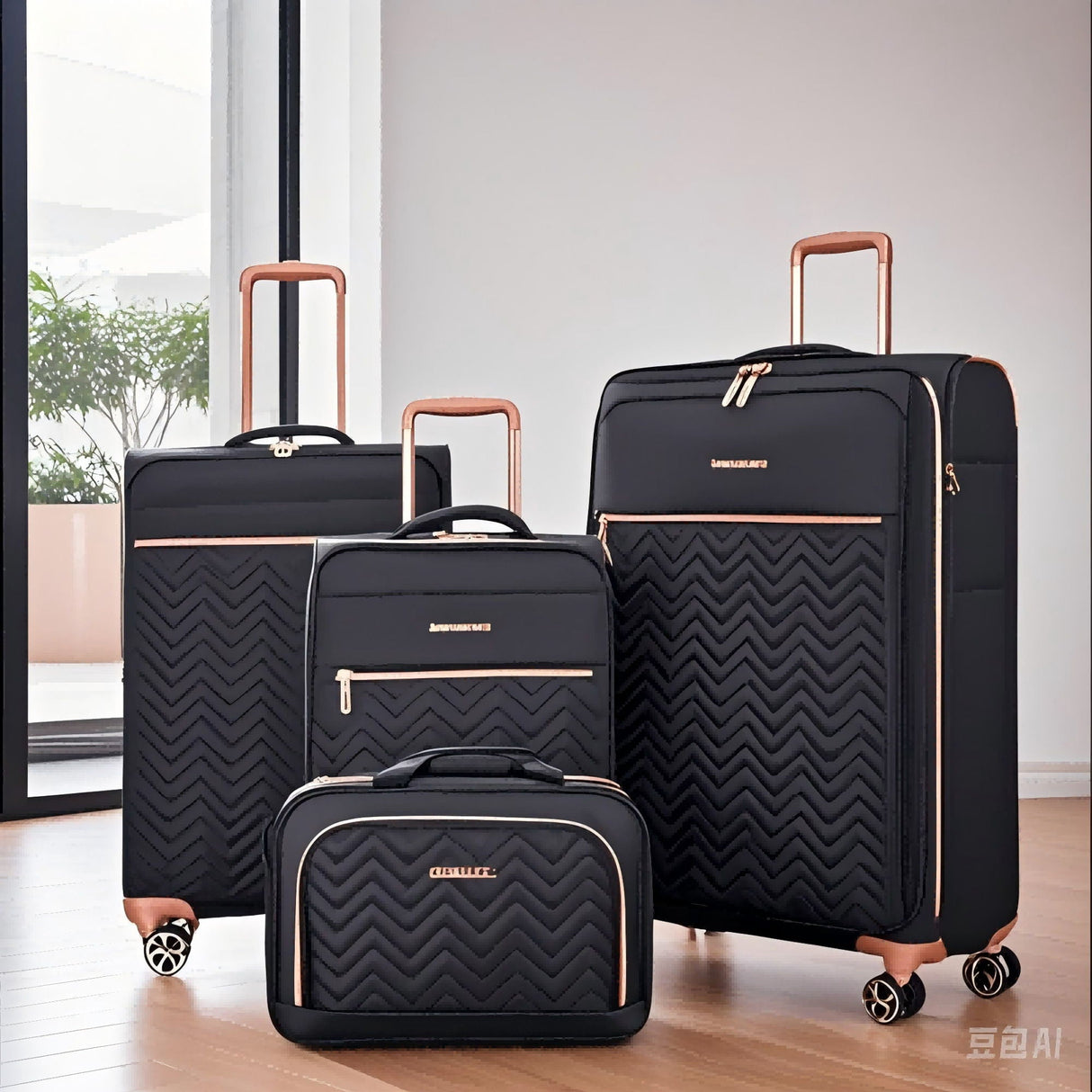 4 Piece Set, Softshell Suitcase Spinner Wheels Terylene Luggage Sets by Couch.com
