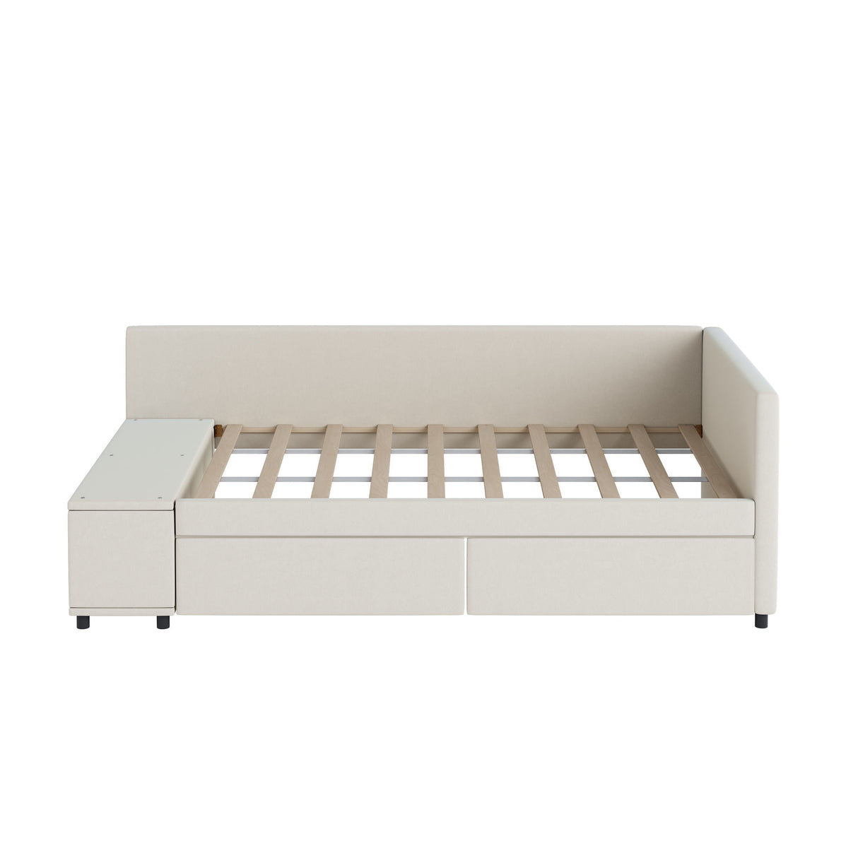 L Shaped Upholstered Platform Bed With Storage And Drawers by Couch.com