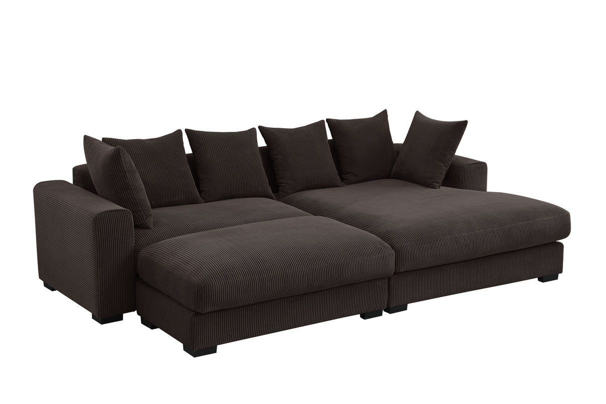 Couch.com Duke 4 Piece Upholstered Sectional Dark Brown, Modern Style, Fabric Construction, Dark Brown Finish by Couch.com