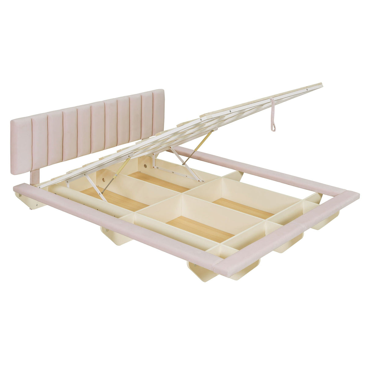 Upholstered Floating Hydrualic Platform Bed With LED Light And USB Port by Couch.com