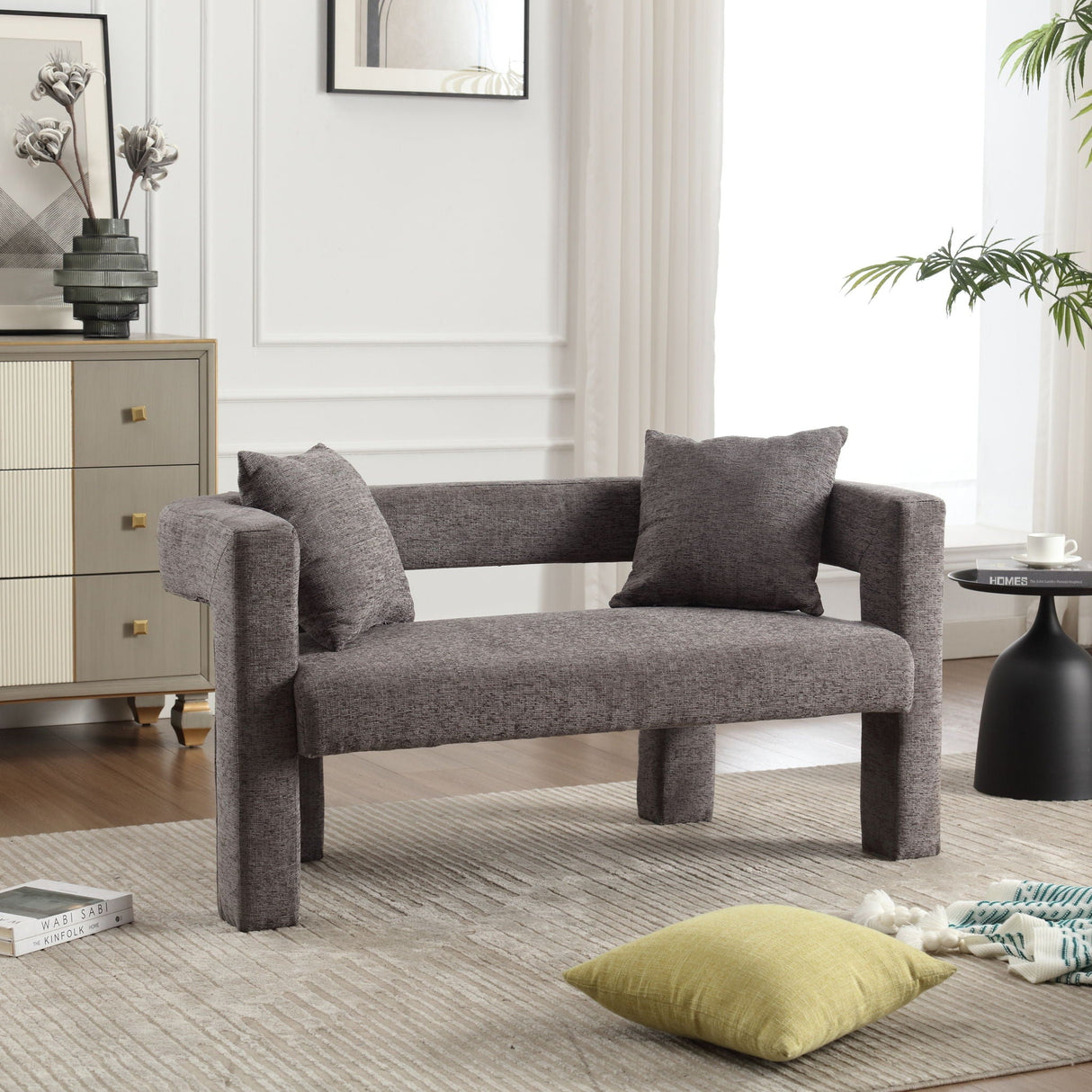 Modern Chenille Loveseat Sofa, Comfy Upholstered 2 Seater by Couch.com