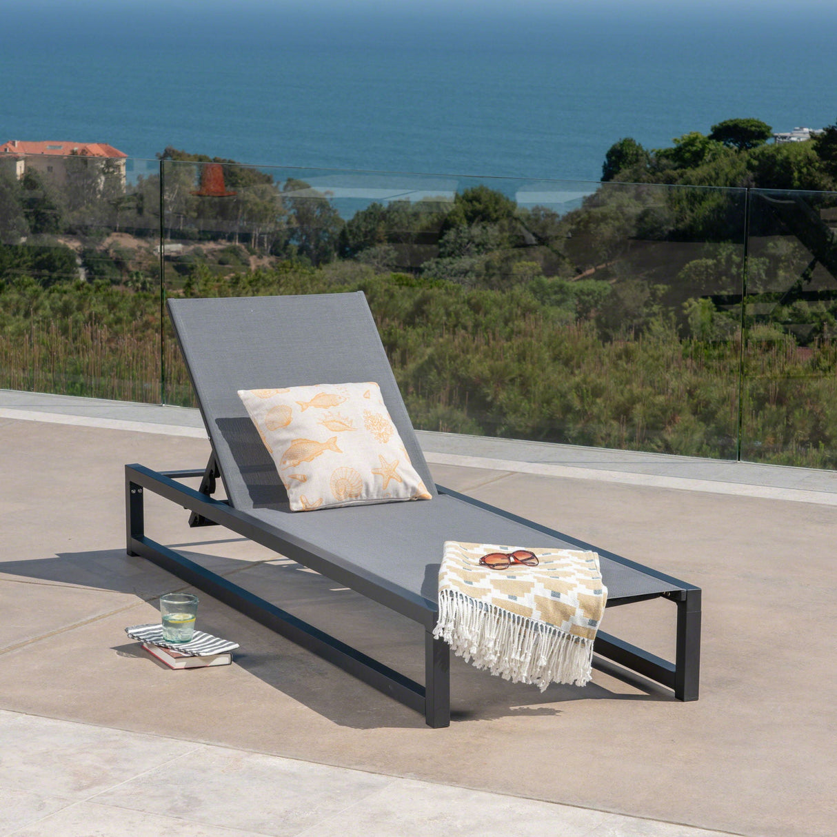 Outdoor Patio Chaise Lounge With 5 Reclining Positions by Couch.com