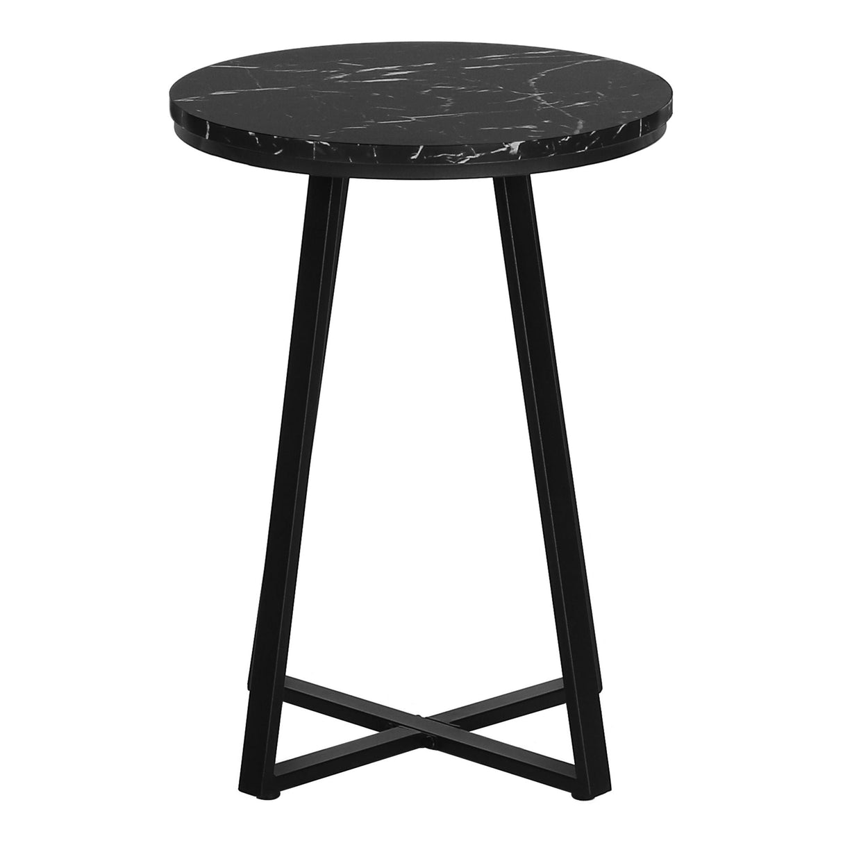 Accent Table, Side, Round Marble Look Contemporary & Modern - Black by Couch.com