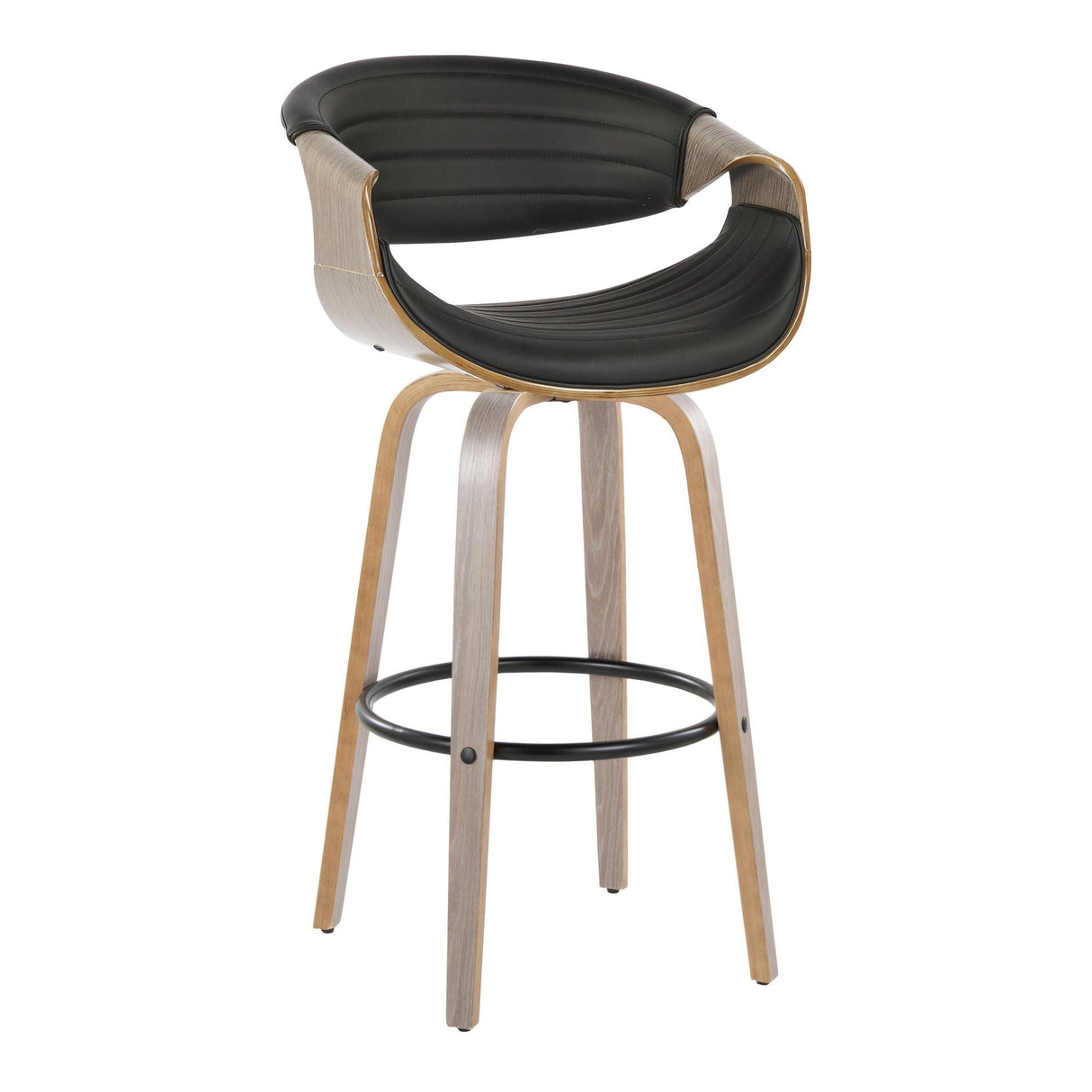 Symphony - Mid-Century Modern Fixed Height Barstool With Swivel With Round Footrest (Set of 2) by Couch.com