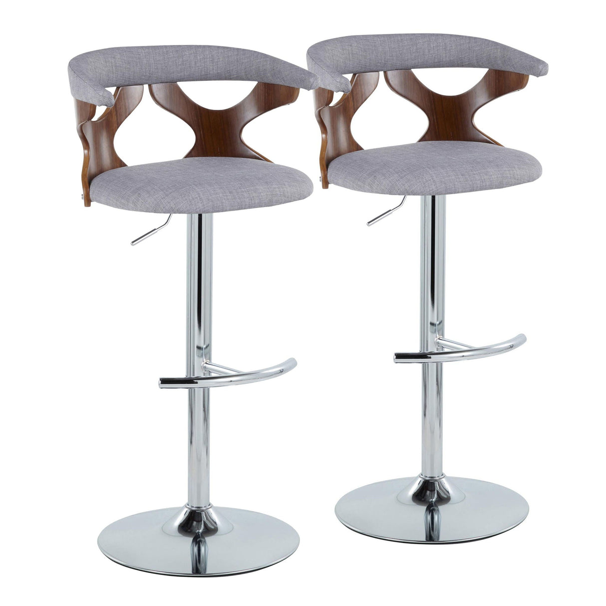Gardenia - Mid Century Modern Adjustable Barstool With Swivel With Rounded T Footrest (Set of 2) by Couch.com