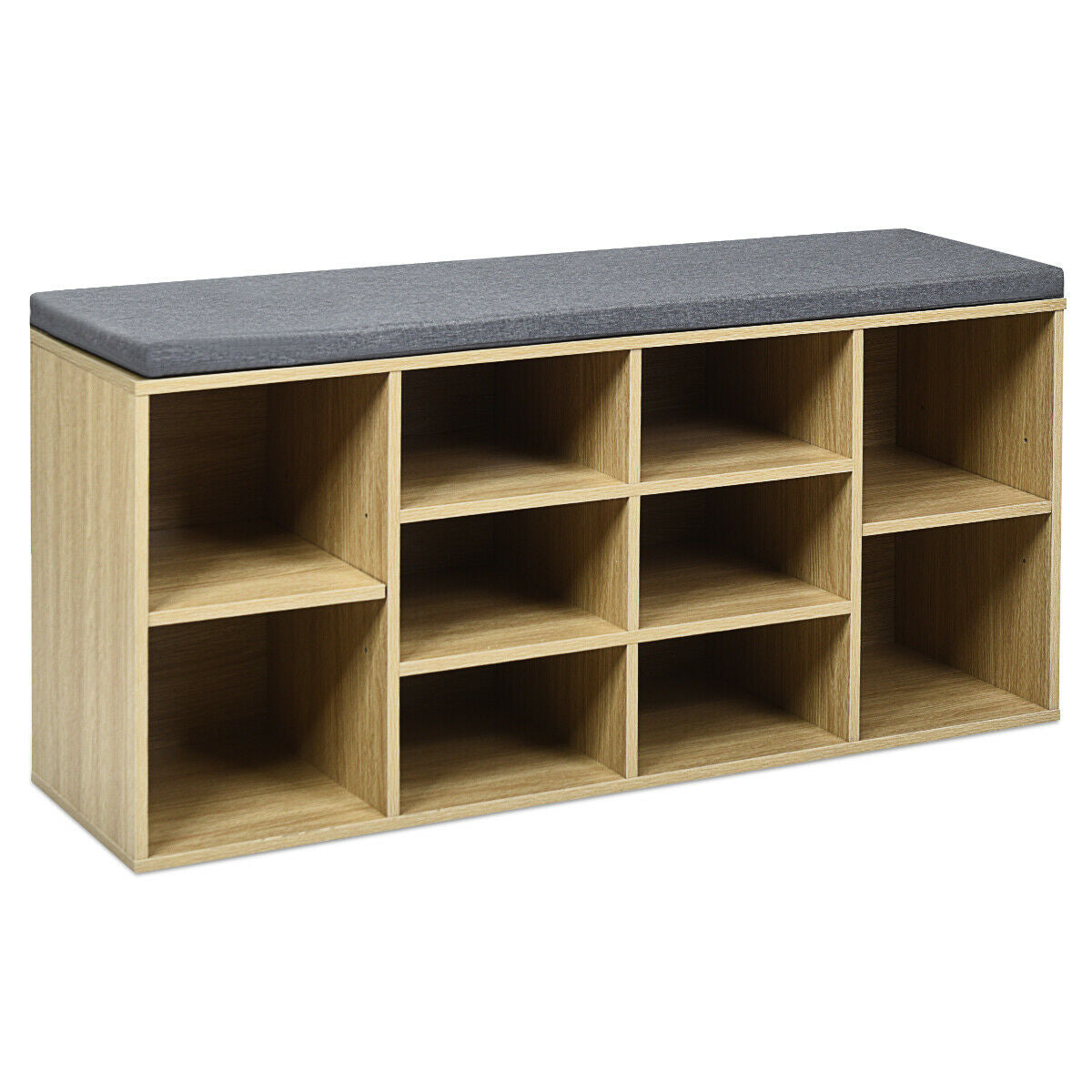 10-Cube Organizer Shoe Storage Bench with Cushion for Entryway-Beige by DirectDeals