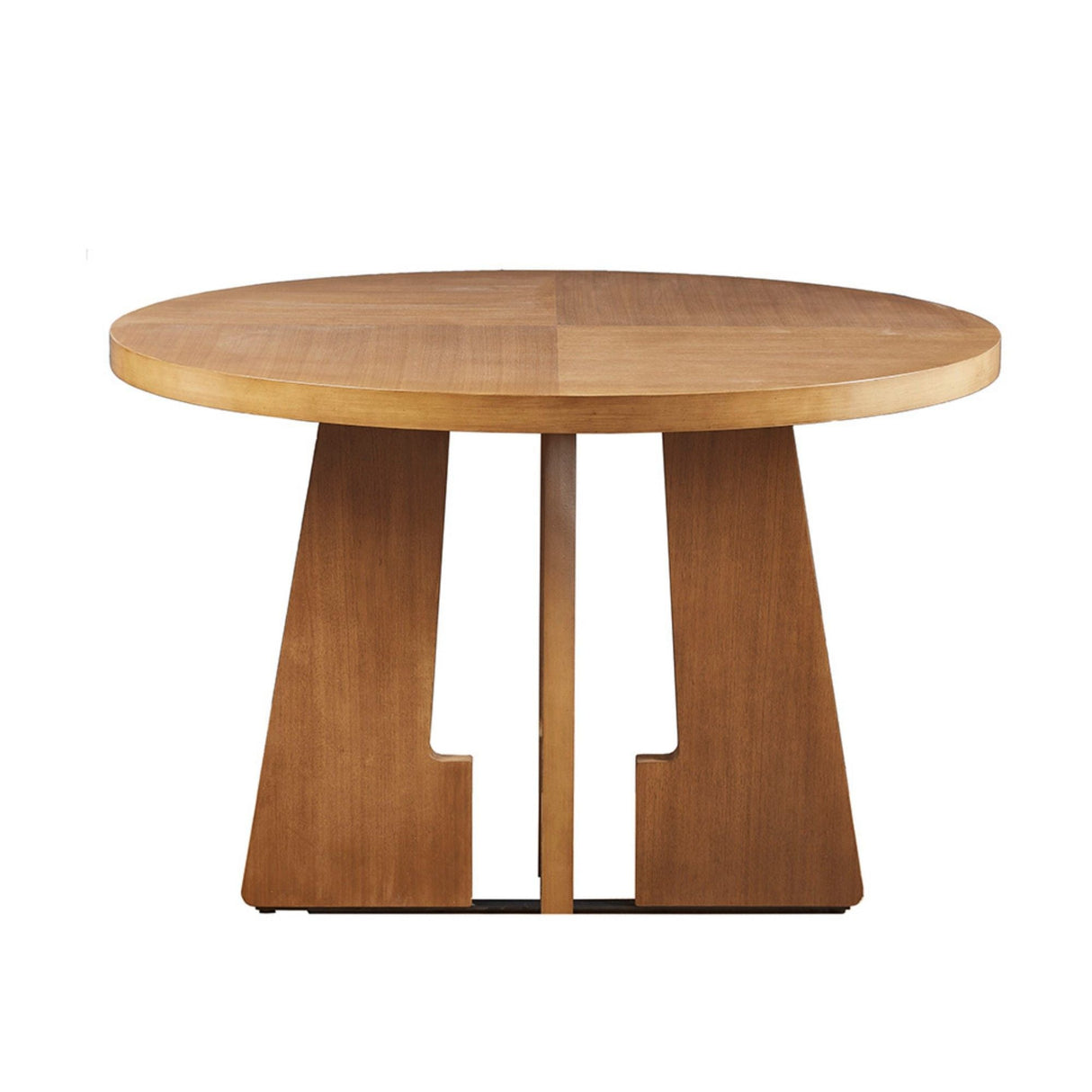 Modern Round Dining Table With Pecan Wood Veneer - Walnut by Couch.com