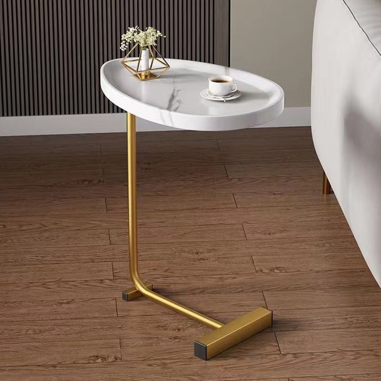 C-Shaped Side Table for Sofa and Bedroom