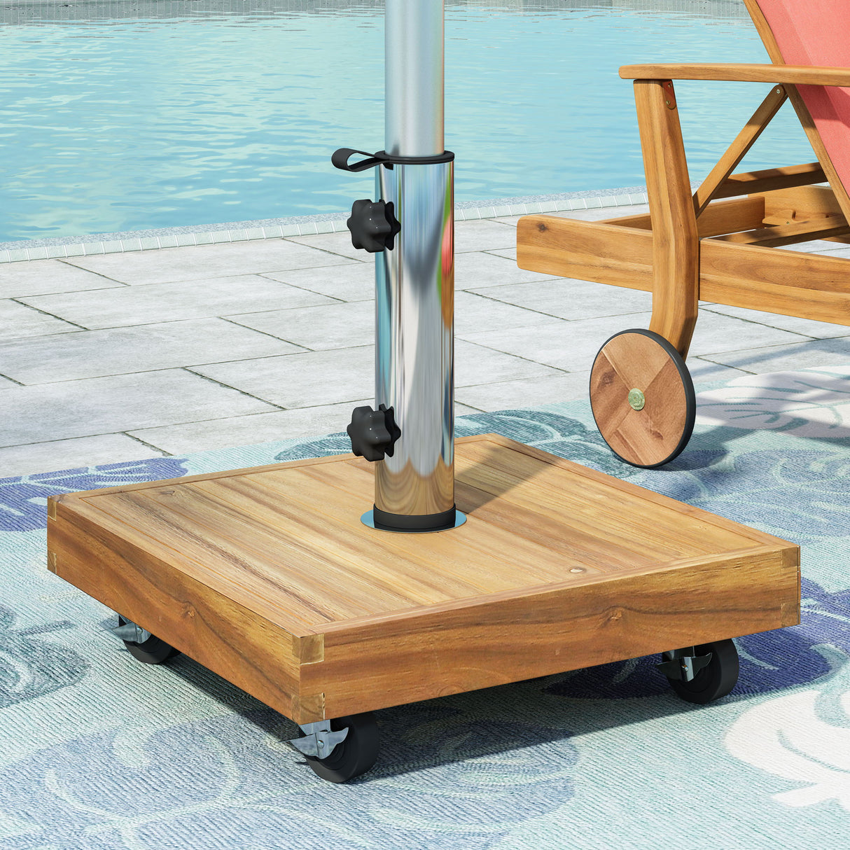 Ralph - Square Umbrella Base - Teak by Couch.com