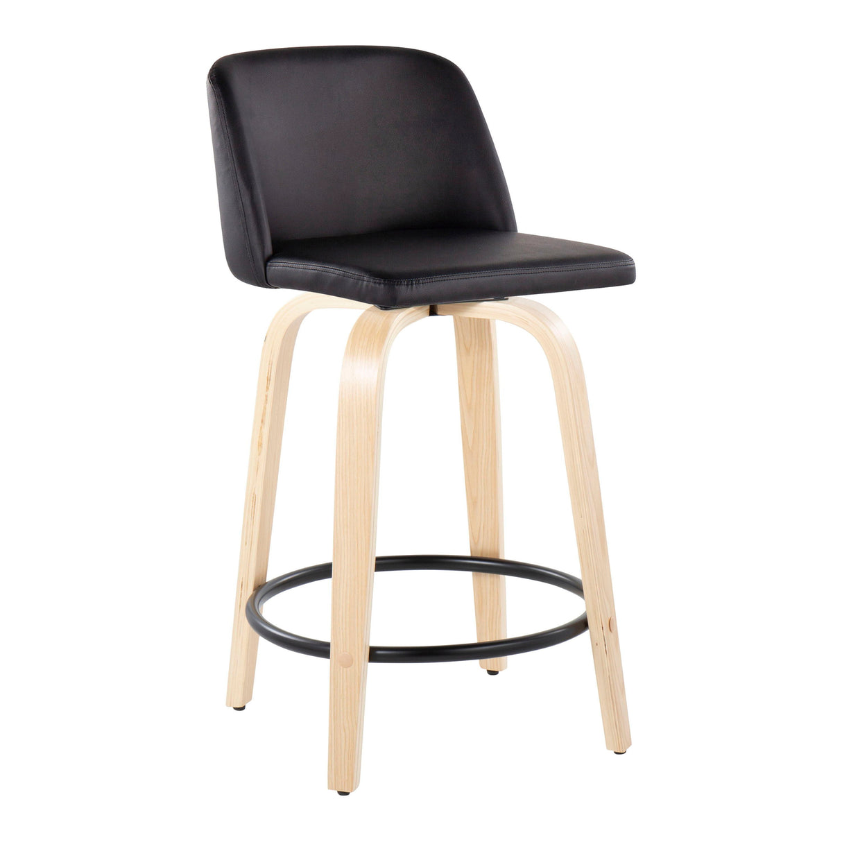 Toriano - Contemporary, Fixed Height Counter Stool With Swivel And Round Footrest (Set of 2) by Couch.com