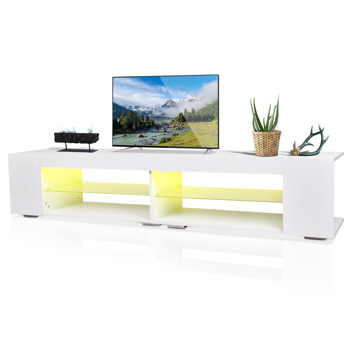 LED TV Stand Modern Entertainment Center With Storage High Gloss Gaming Living Room Bedroom TV Cabinet - White by Couch.com