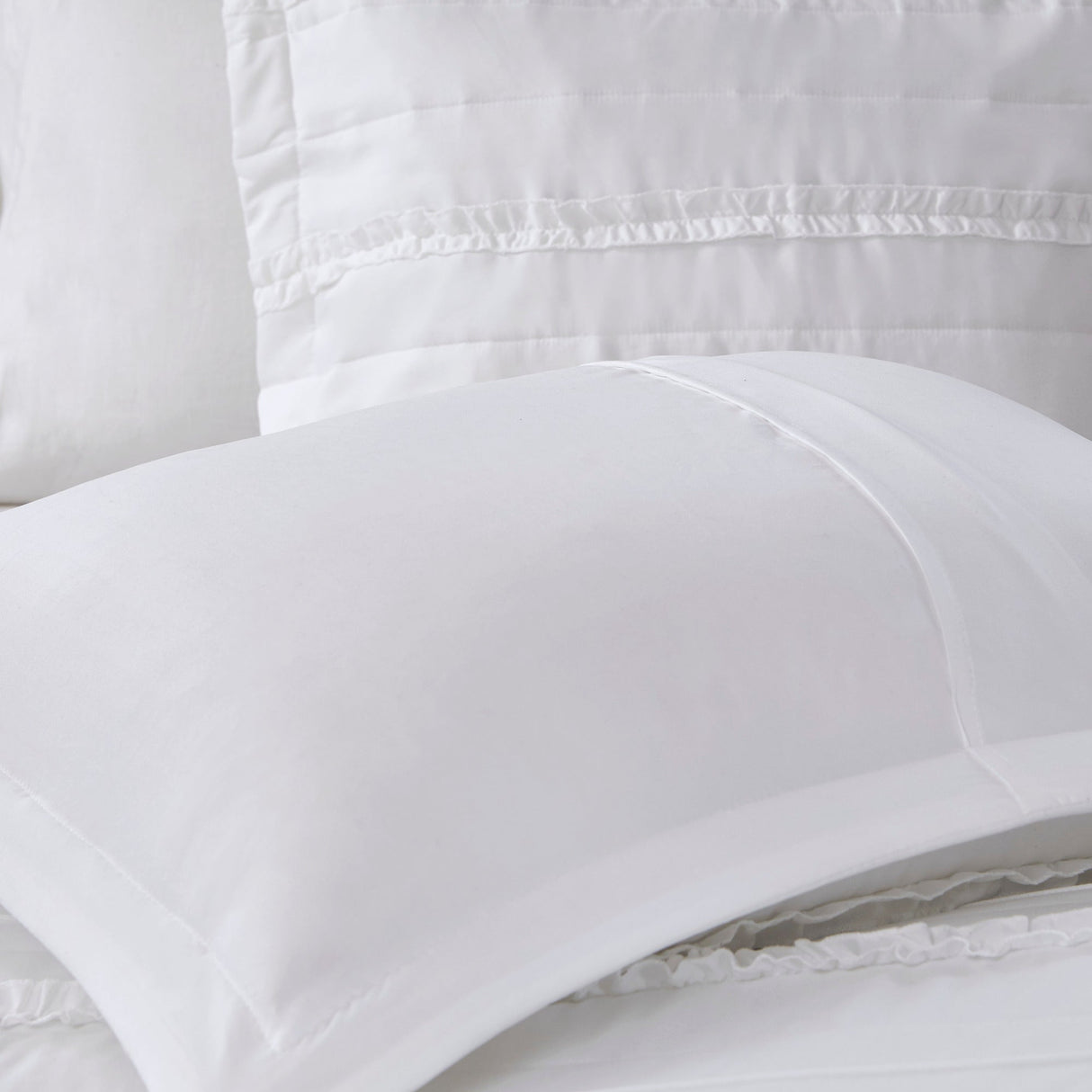 5 Piece Microfiber Ruffled Comforter Set White California King