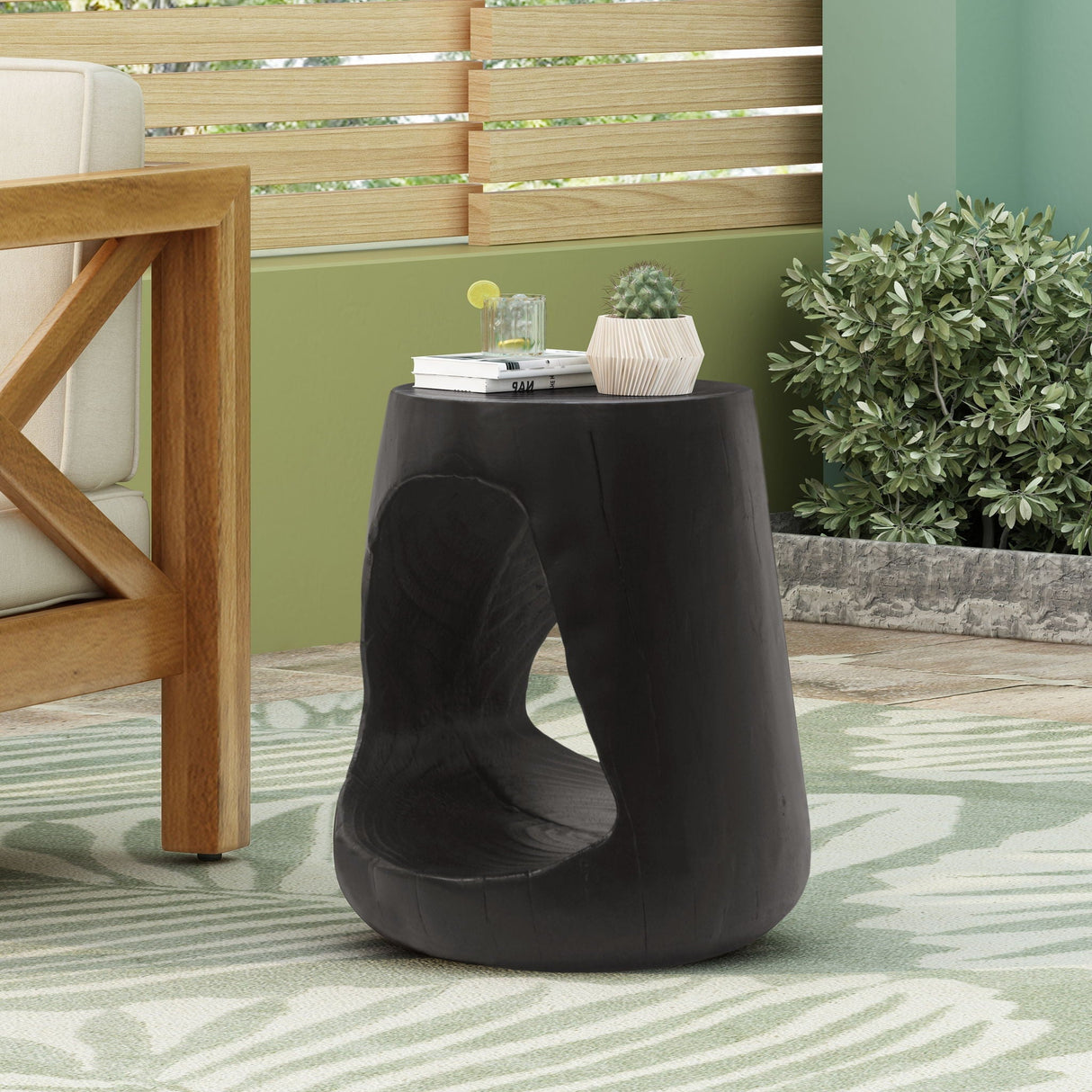 Hollow Side Table, Durable And Weather Resistant