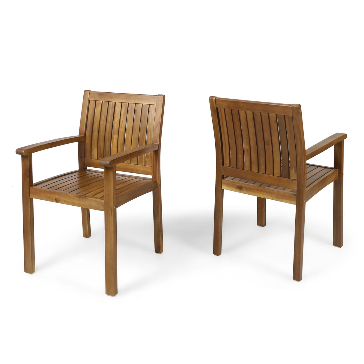 Amethyst Outdoor Dining Chair With Slat Design (Set of 2) - Natural