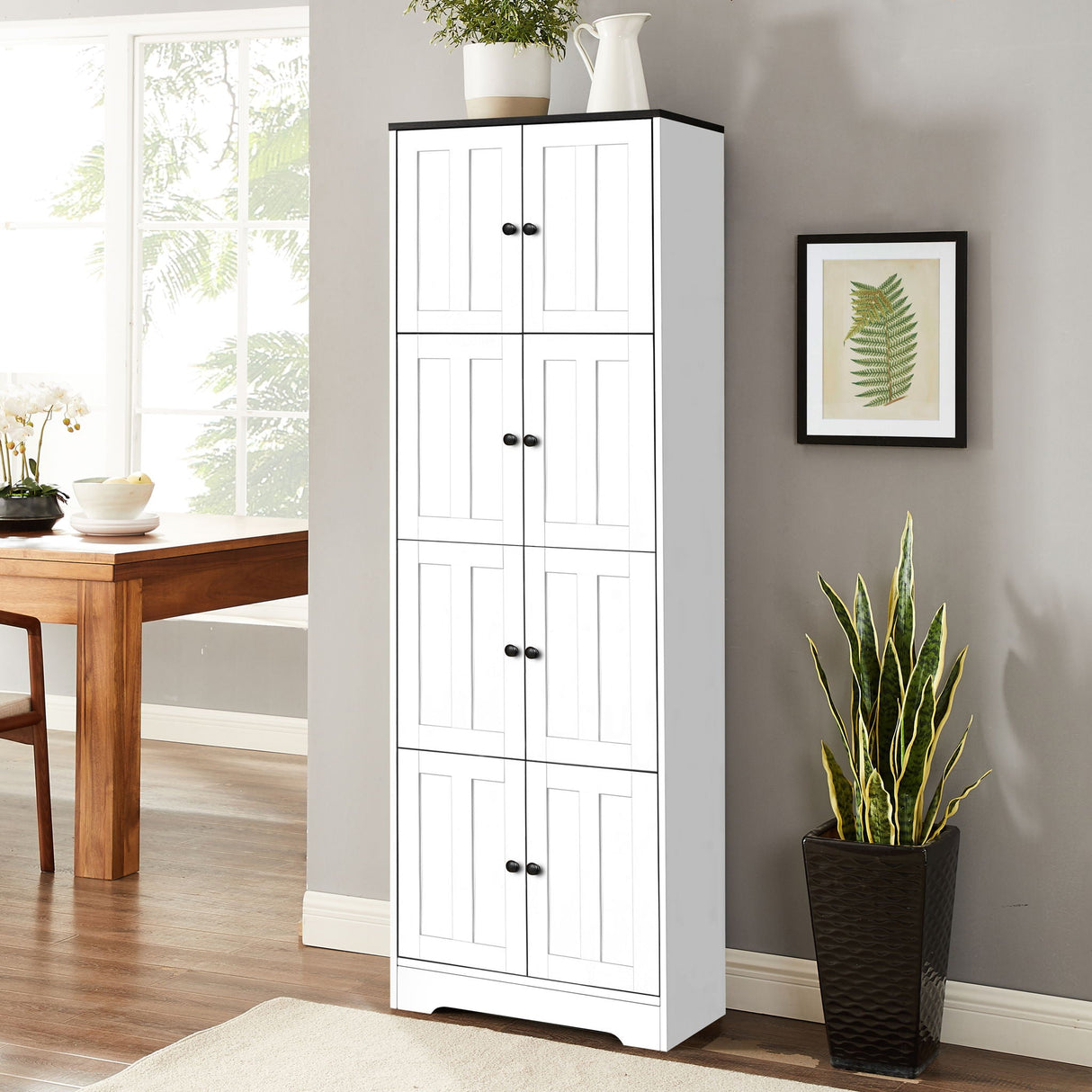 Tall Storage Cabinet With 8 Doors And 4 Shelves, Wall Storage Cabinet For Living Room, Kitchen, Office, Bedroom, Bathroom by Couch.com