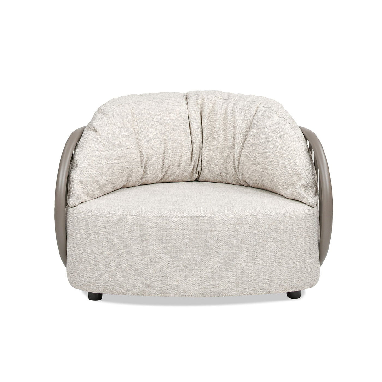 Harper - Barrel Upholstered Patio Deep Seating Armchair Axroma Olefin - Oat Beige by Couch.com