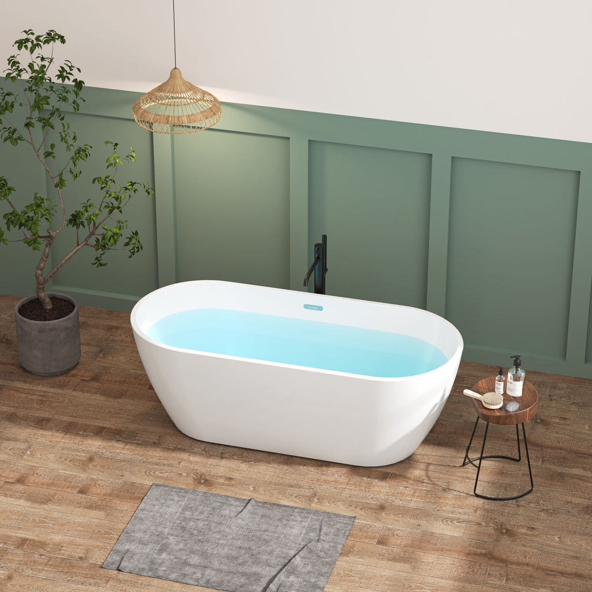 Acrylic Freestanding Soaking Bathtub With Classic Slotted Overflow And Toe-Tap Drain In Chrome, Cupc Certified.Easy To Install, 02138 - Glossy White by Couch.com