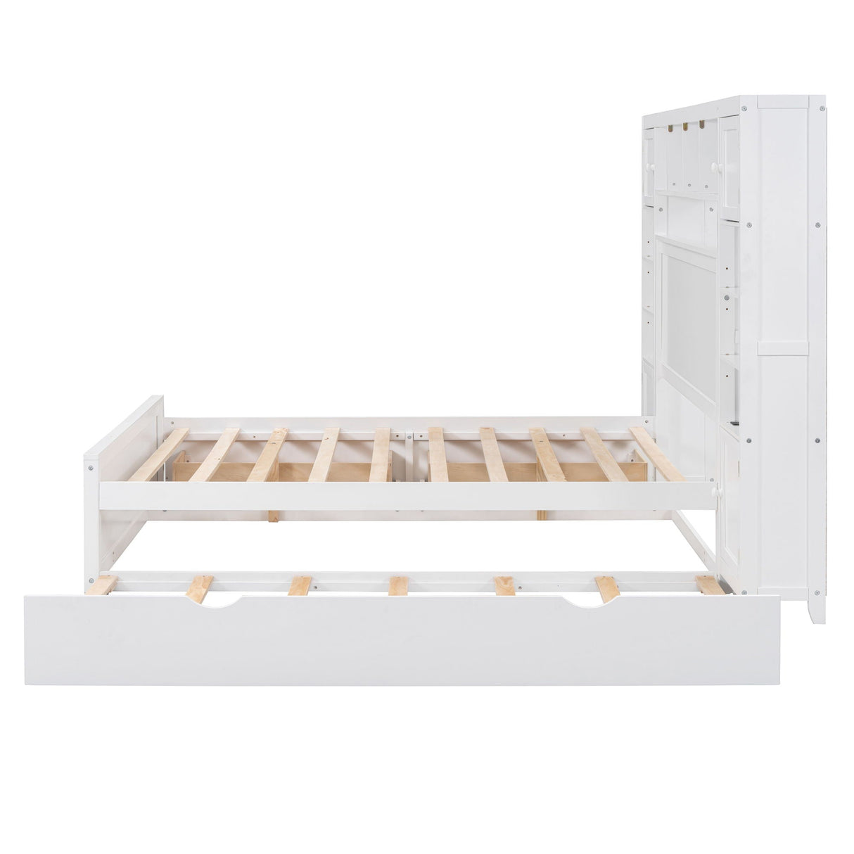 Bed With All In One Cabinet, Shelf And Sockets, Trundle by Couch.com
