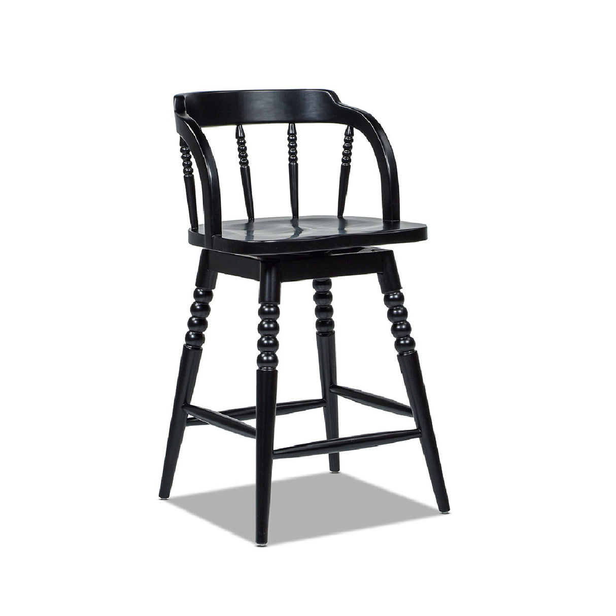 Breda - Turned Bubble Spindle Low Back Counter Stool - Black by Couch.com