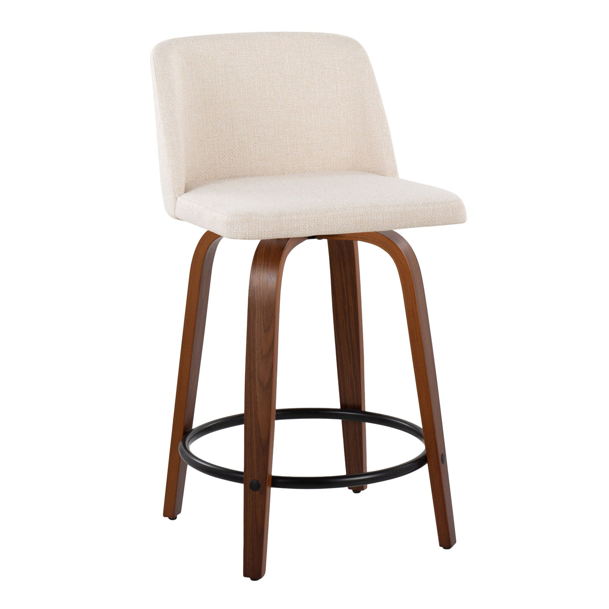 Toriano - Mid Century Modern, Fixed Height Counter Stool & Swivel And Round Footrest (Set of 2) by Couch.com