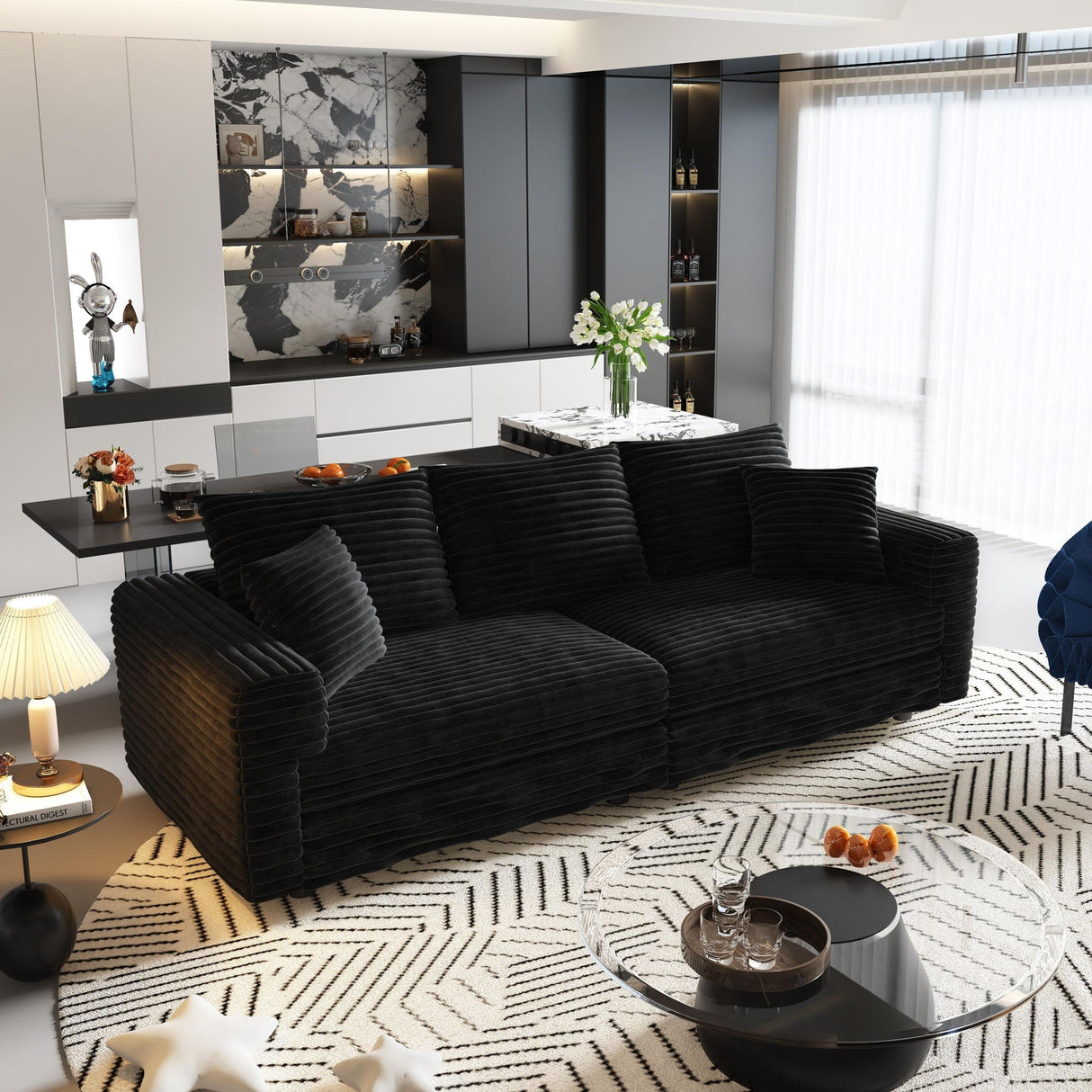 4 Seat Modern Comfy Upholstered Sofa Cloud Couch