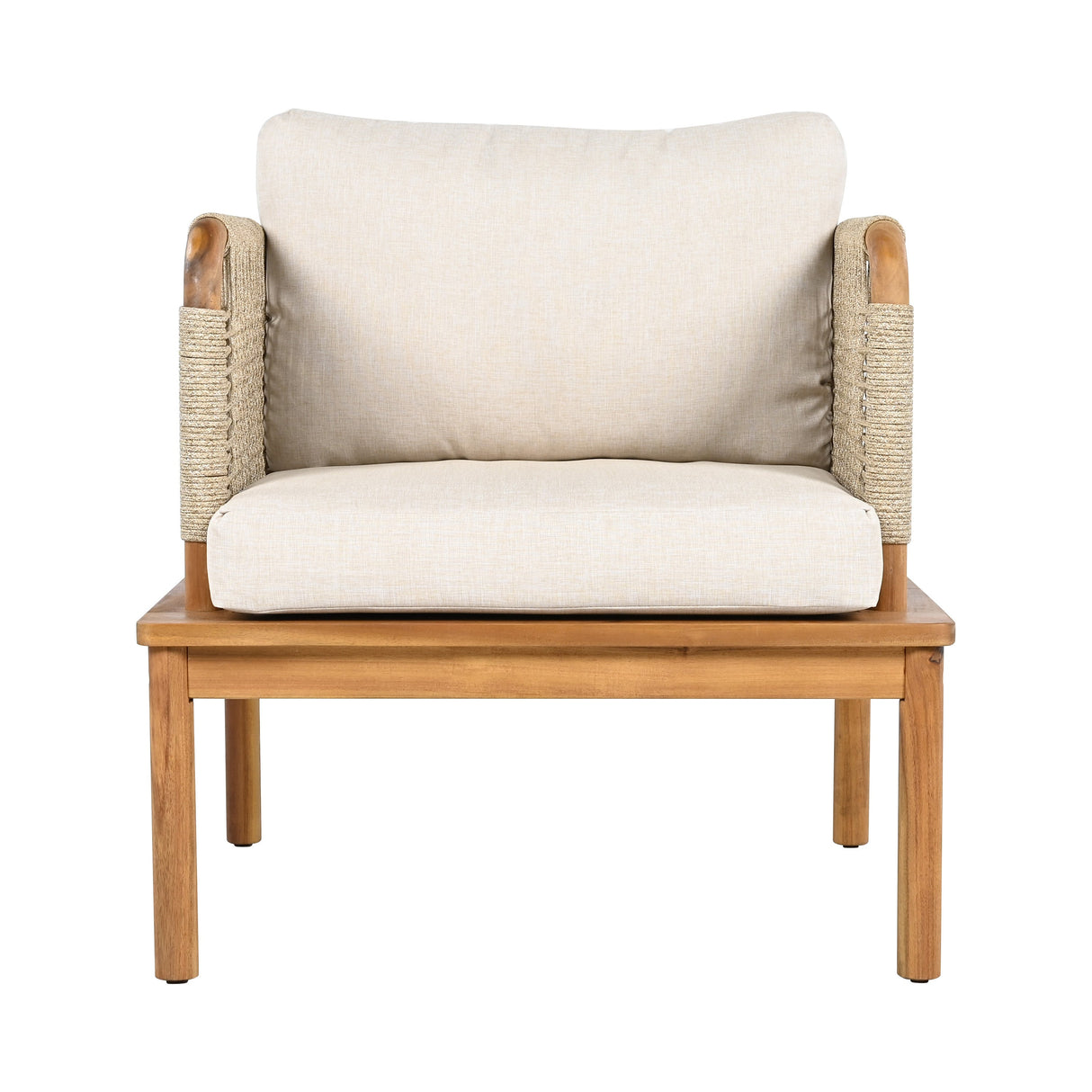 Outdoor 5-Piece Acacia Wood and Rope Patio Sofa Set