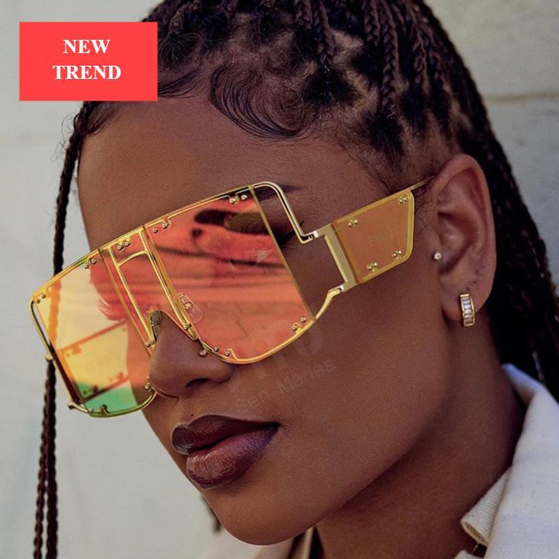 Luxury Modern NEW Fashion Square Oversized and Big Frame Woman and Ladies SunglasseBrand Metal Rivet Trend Unique Female Eyewear Wth UV 400 Protection