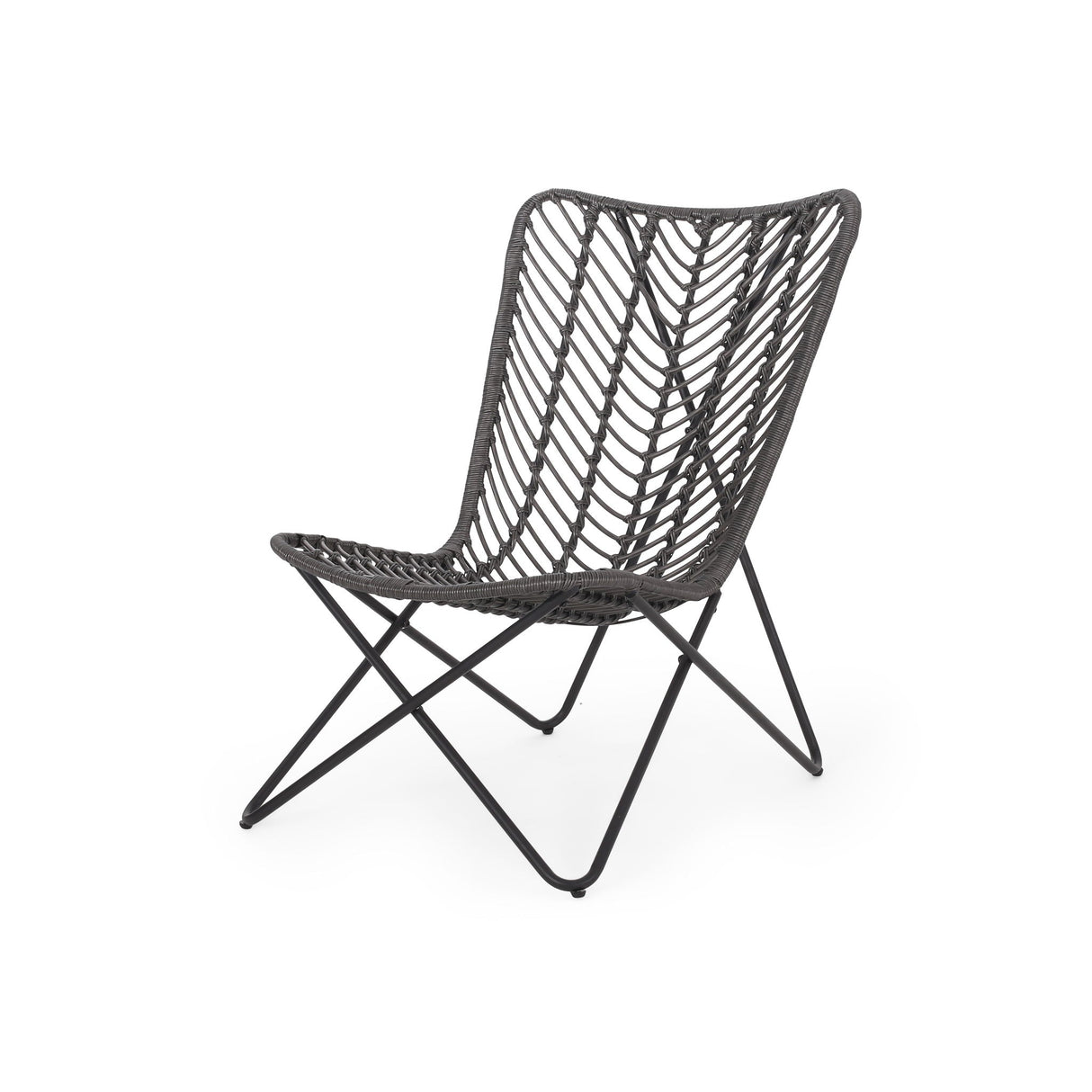 Outdoor Wicker Chair With Geometric Cross Base, (Set of 2) - Gray by Couch.com