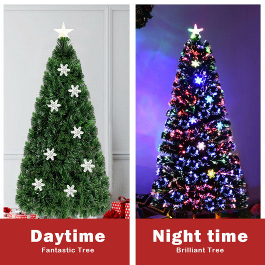 LED Optic Artificial Christmas Tree with Snowflakes-5 Feet