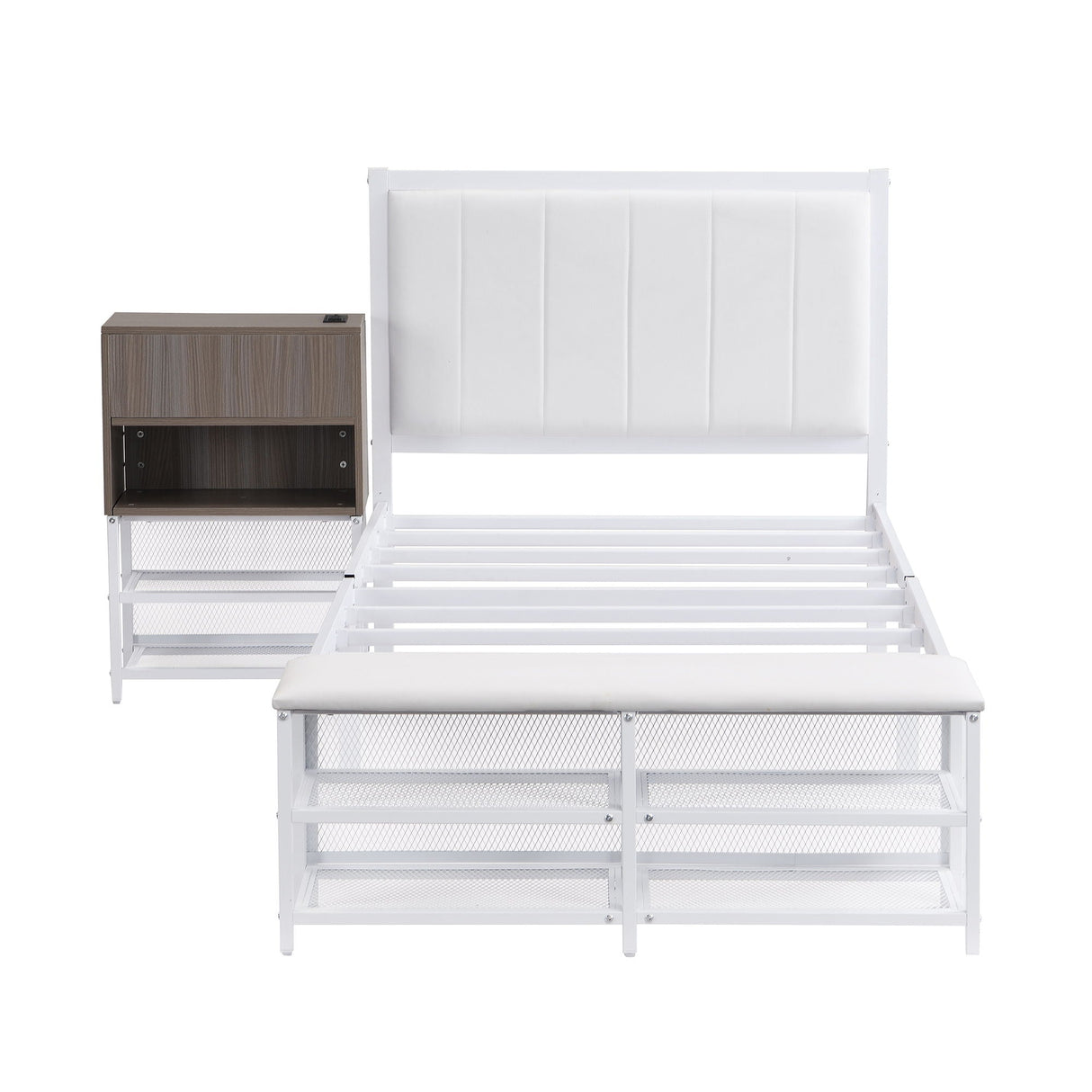 Platform Bed With 2 Tier Storage Shelves, Storage Cabinet by Couch.com