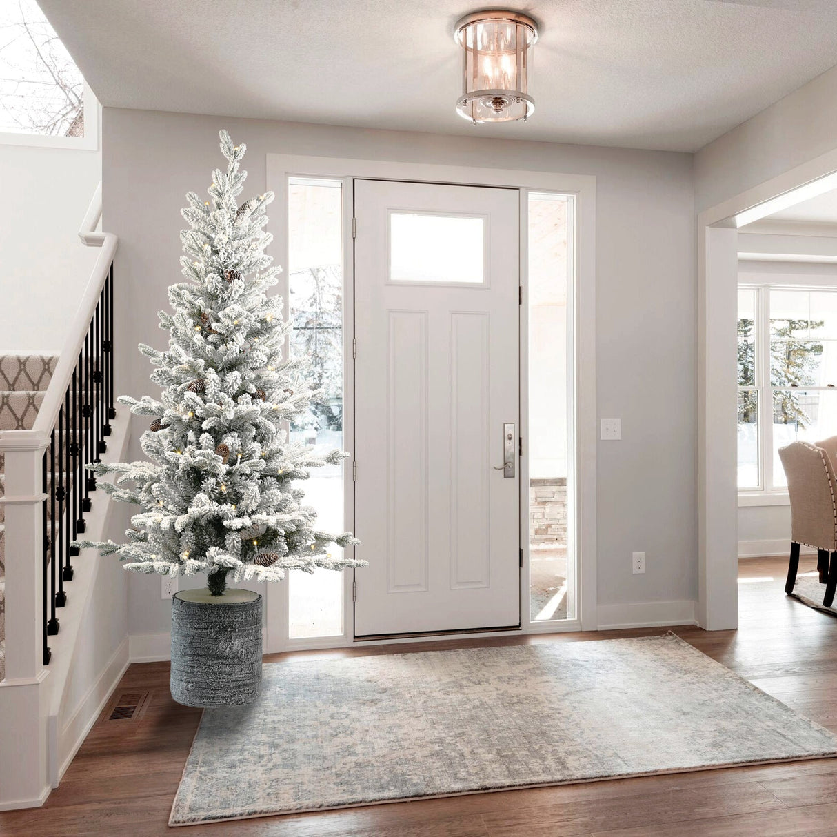 2FT Flocked Christmas Tree with Pot Base