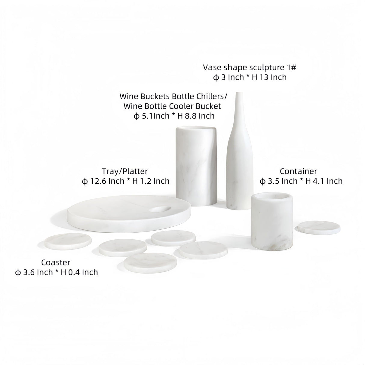 10 Pieces Luxury Natural Marble Dining Room Accessories Set by Couch.com