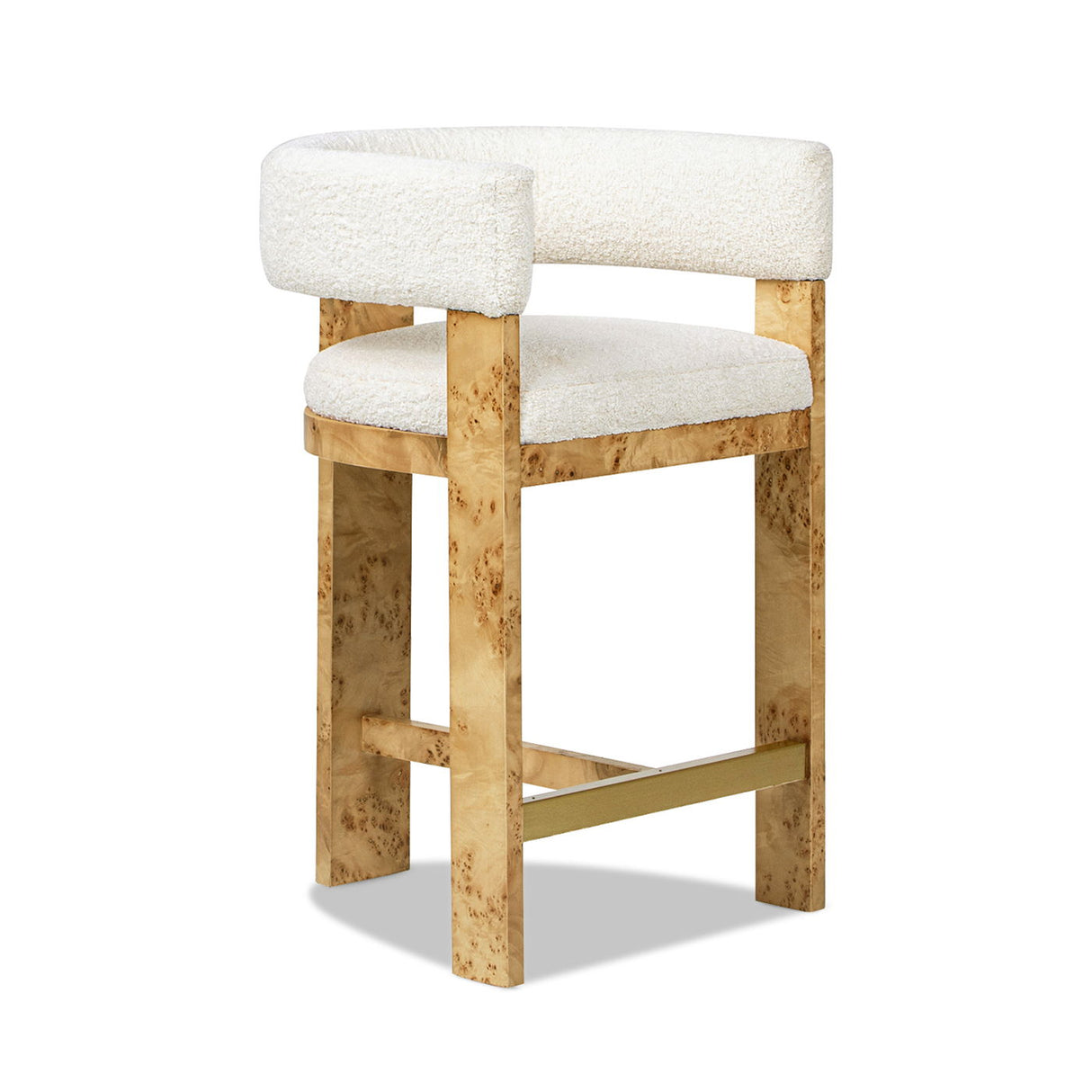 Vavona - Burl Upholstered Barrel Back Counter Height Bar Stool - Polar Off White by Couch.com