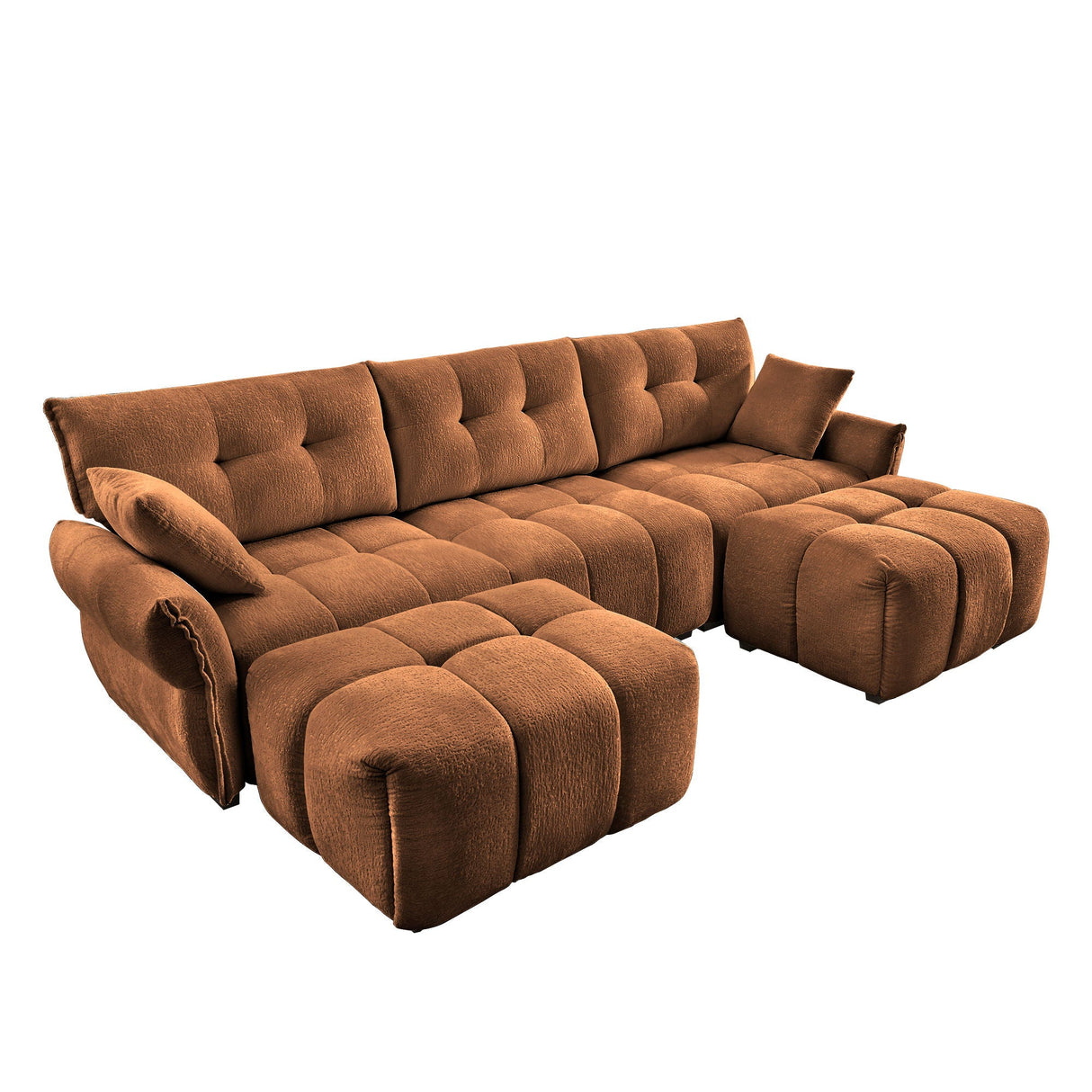 Elegant Sofa Set With Ottoman And Pillows, Textured Chenille, High Resilience Cushions by Couch.com