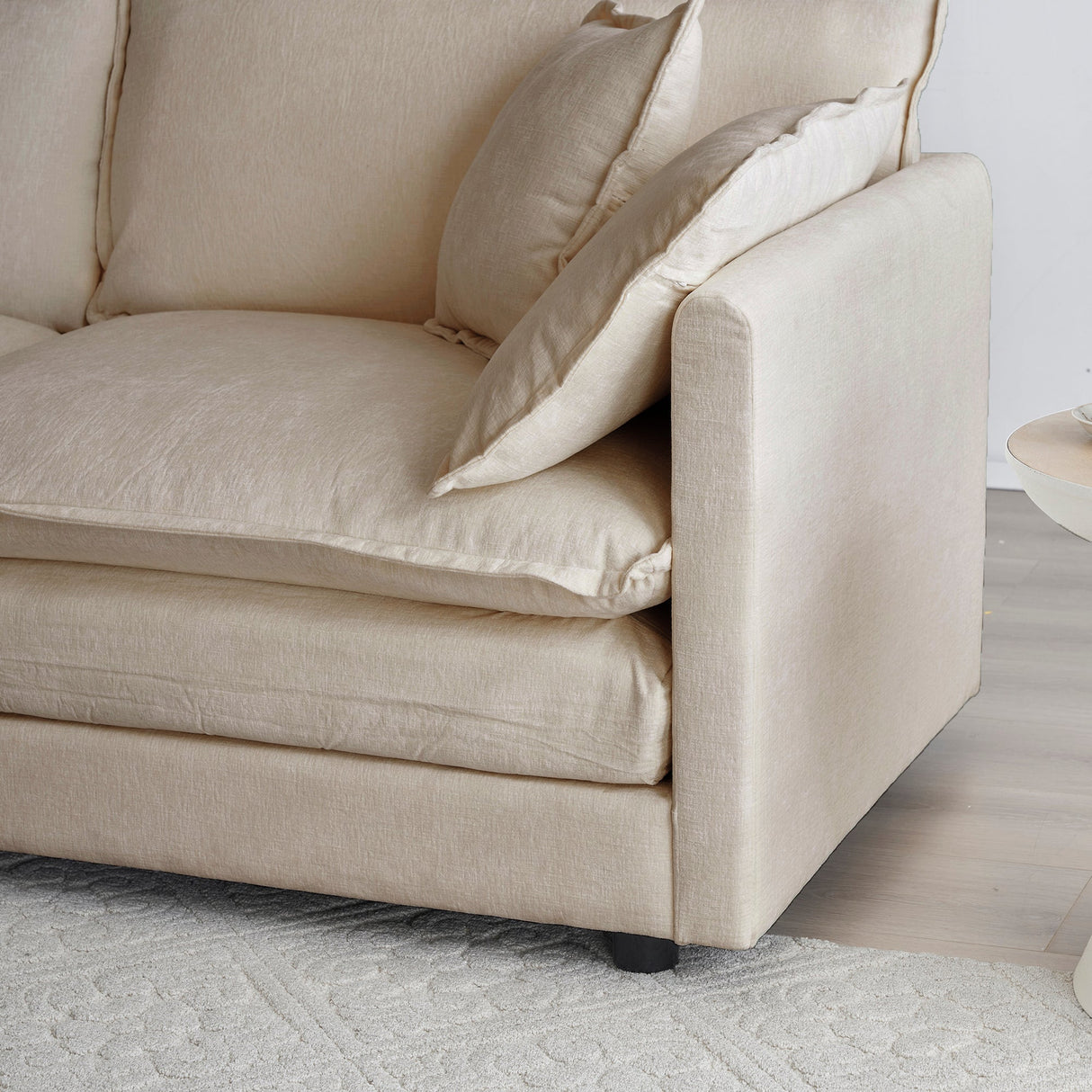 Mid-Century Modern 3-Seater Sofa with Pillows
