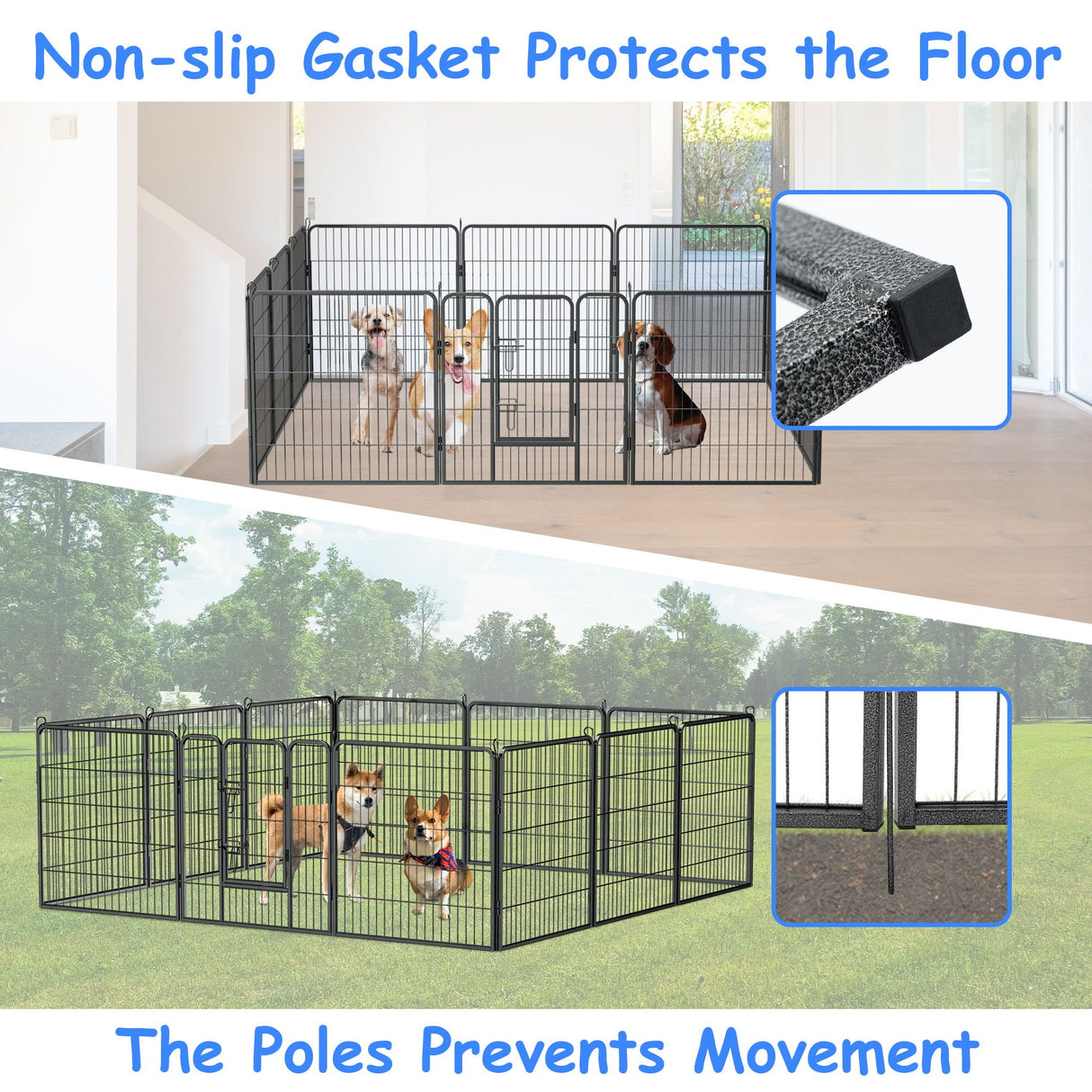 Dog Pens Outdoor Height Foldable 12 Panels Heavy Duty Metal Portable Dog Playpen Indoor Anti Rust Exercise Dog Fence With Doors For Pets Play Pen For RV Camping Yard - Black by Couch.com