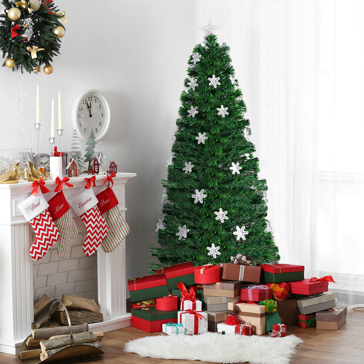 LED Optic Artificial Christmas Tree with Snowflakes-5 Feet