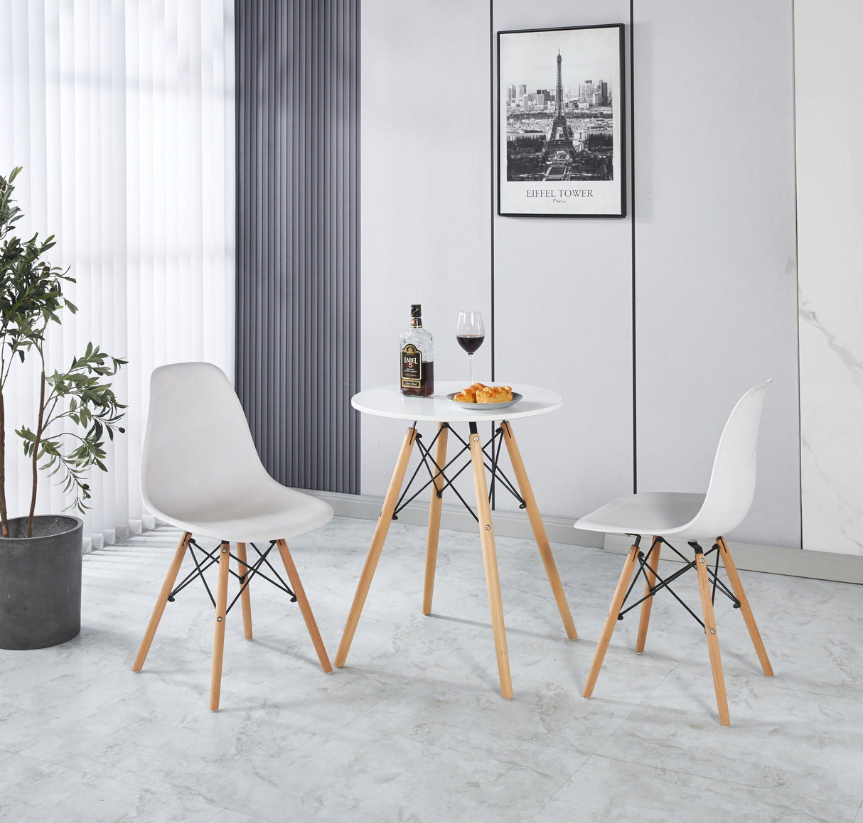 1 Table + 2 Chair, 3 Pieces / 1 Set, Dining Set, Dining Table, Office Table, Coffee Table - White by Couch.com